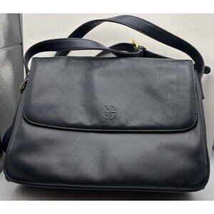 Giani Bernini Vintage Leather Navy Blue Shoulder Crossbody Purse Bag